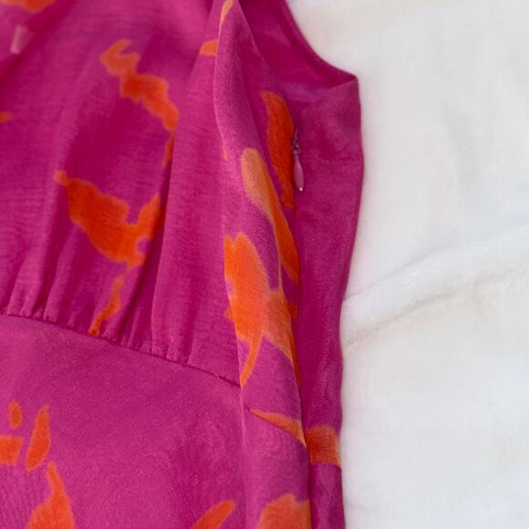Tahari 100% Silk Dress Size 10 Pink Orange Floral Slip Style Sheath Y2K Vintage - Picture 12 of 16